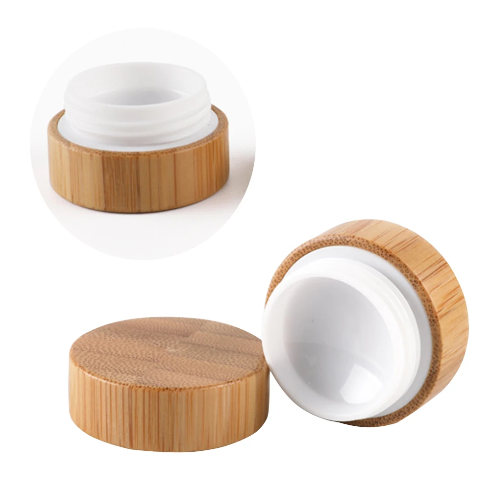 

Bamboo Bottle 5g PP Material Refillable Travel Containers for Creams Balms Lotions Portable Daily Use