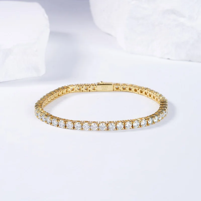 

S925 Sterling Silver Tennis Chain 3-4mm I/J Color Moissanite Diamond Bracelet Gifts For Women Man's Chains For Anniversary Party