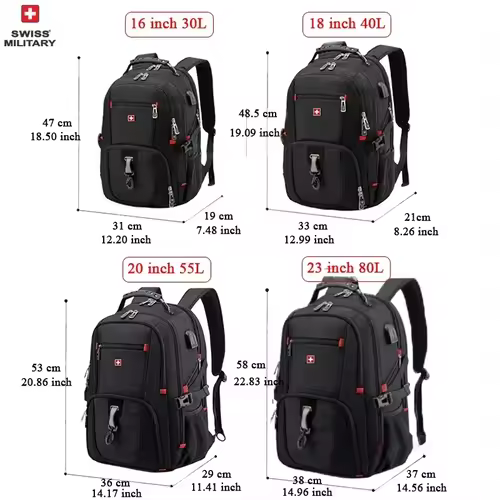 SWISS 17" Laptop Backpack Waterproof USB Charge Port Swiss-style Multifunctional Rucksack Schoolbag Mochila Hiking Travel bag - Image 4