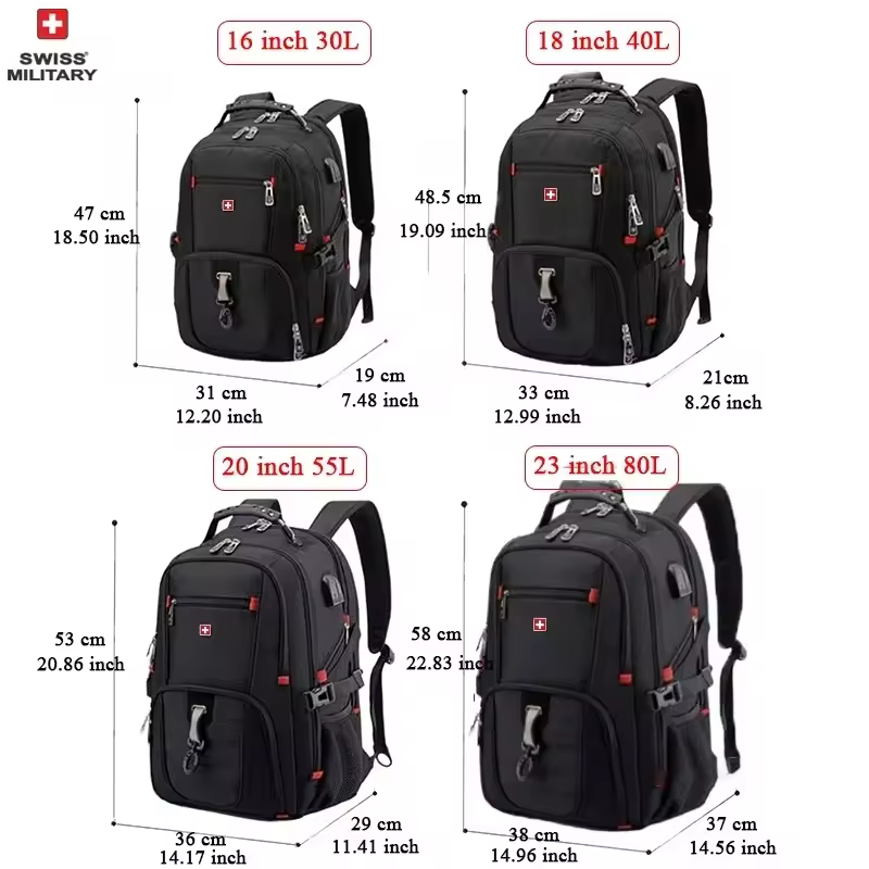 SWISS 17" Laptop Backpack Waterproof USB Charge Port Swiss-style Multifunctional Rucksack Schoolbag Mochila Hiking Travel bag - Image 4