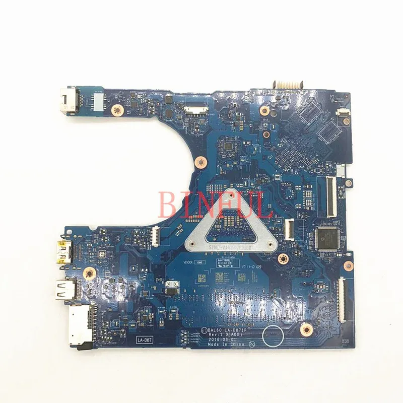 CN-0DMD9K 0DMD9K DMD9K Mainboard Para DELL 14 5468 5468D 5566 BAL60 LA-D871P Laptop Motherboard W/ SR2ZW I3-7100U 100% Completo Testado