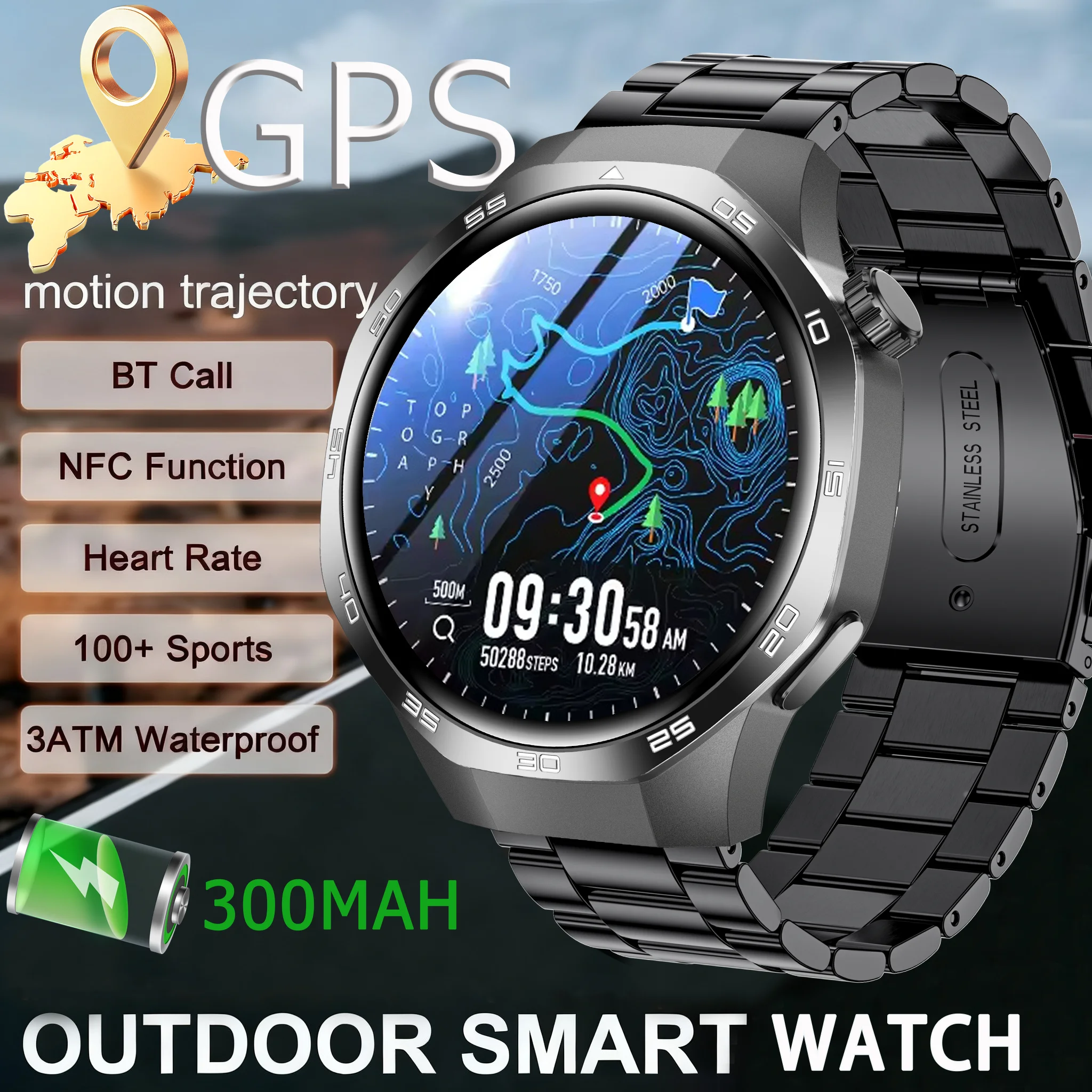 

2025 new GPS Outdoor Professional Sports Smart Watch Men NFC Heart Rate BT Call 3ATM Waterproof Swimming Fitness Smartwatches