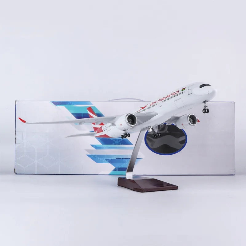 47cm 1/150 escala modelo Air Mauritius A350 Airways avión juguetes línea aérea con resina ligera colección de aviones exhibición decoración ventilador