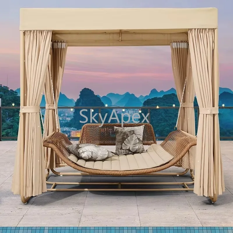 Hot Sale Aluminum Frame Rope Garden  Hammock Swing Outdoor Hanging Bed  Sturdy  Durable Weather Resistant For Patio Yard Balcony