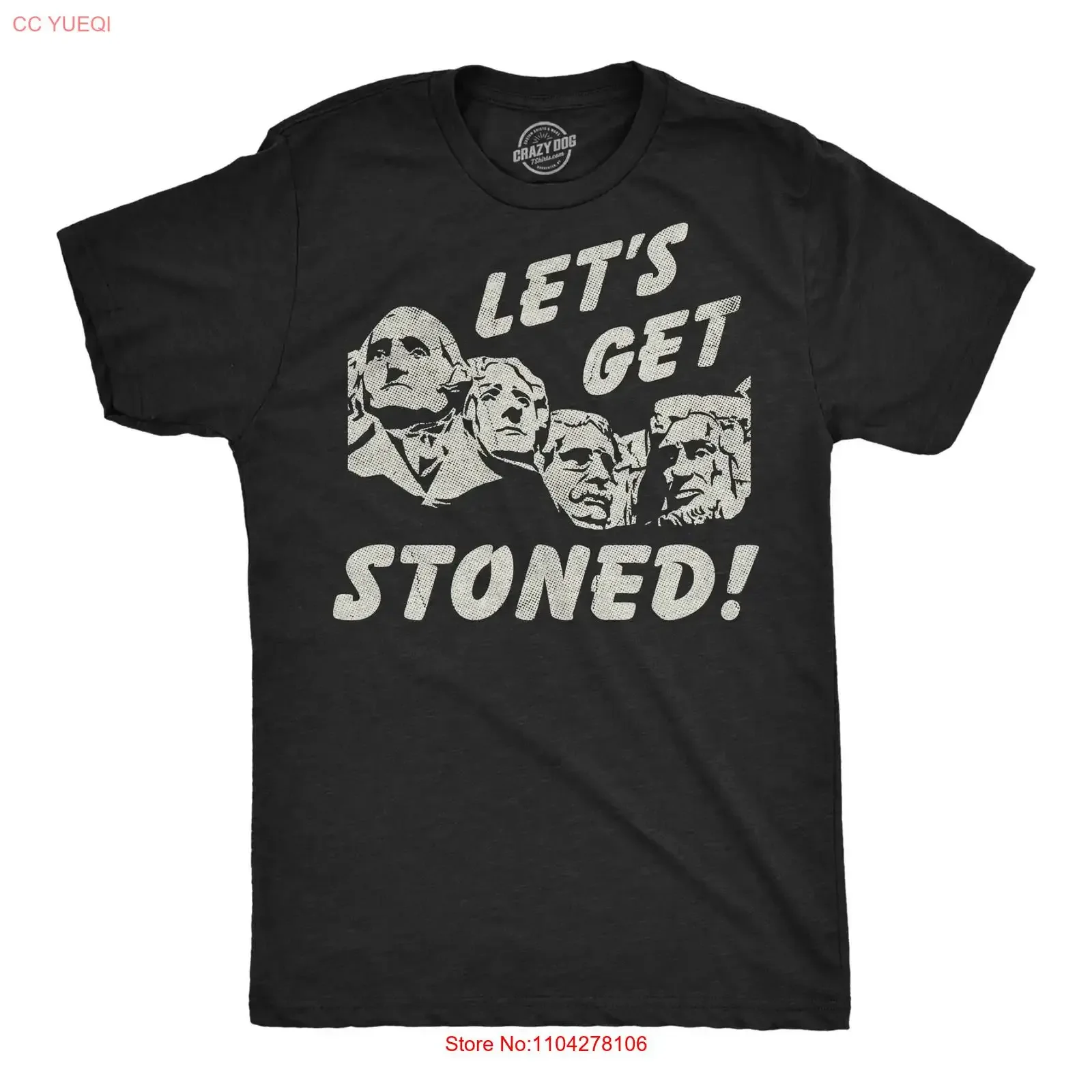 Mens Funny T Shirt Lets Get Stoned Mount Rushmore Sarcastic Fourth Of July vintage Washed Stretched Stylish homme Slightly