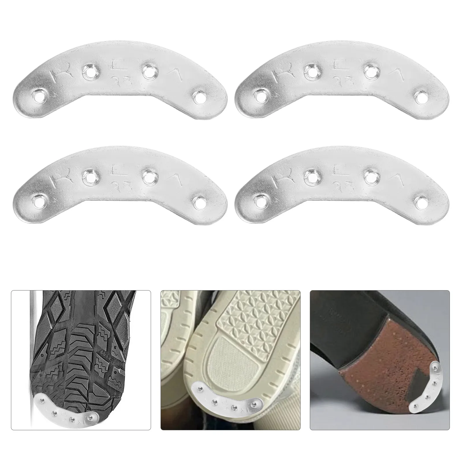 

2 Pairs Metal Plates For Shoes Men Durable Boot Pads Protectors Outdoor Daily Use Shoe Heel Repair Sole