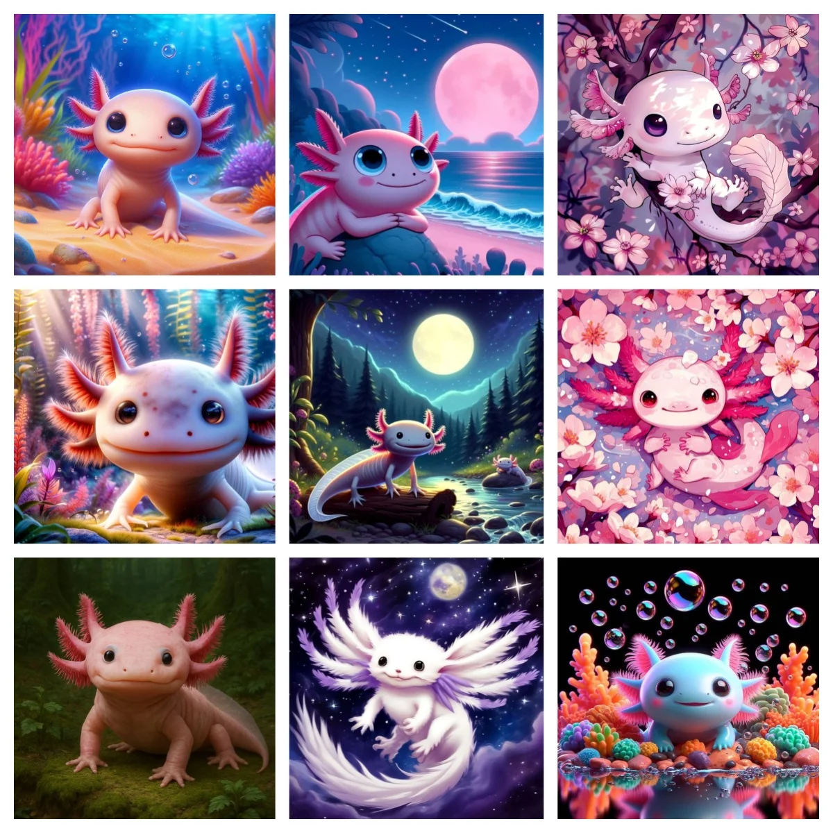 

Cute Axolotl AB 5D Diamond Painting Funny Amphibians Mosaic Portrait DIY Diamond Embroidery Home Decor Kids Craft