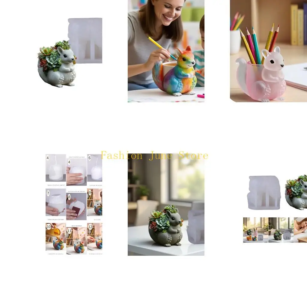 

N5KA Multipurpose Sturdy Silicone Mould to Craft Squirrel Planter Easy Demolding Portable for Artistics Home Decoration