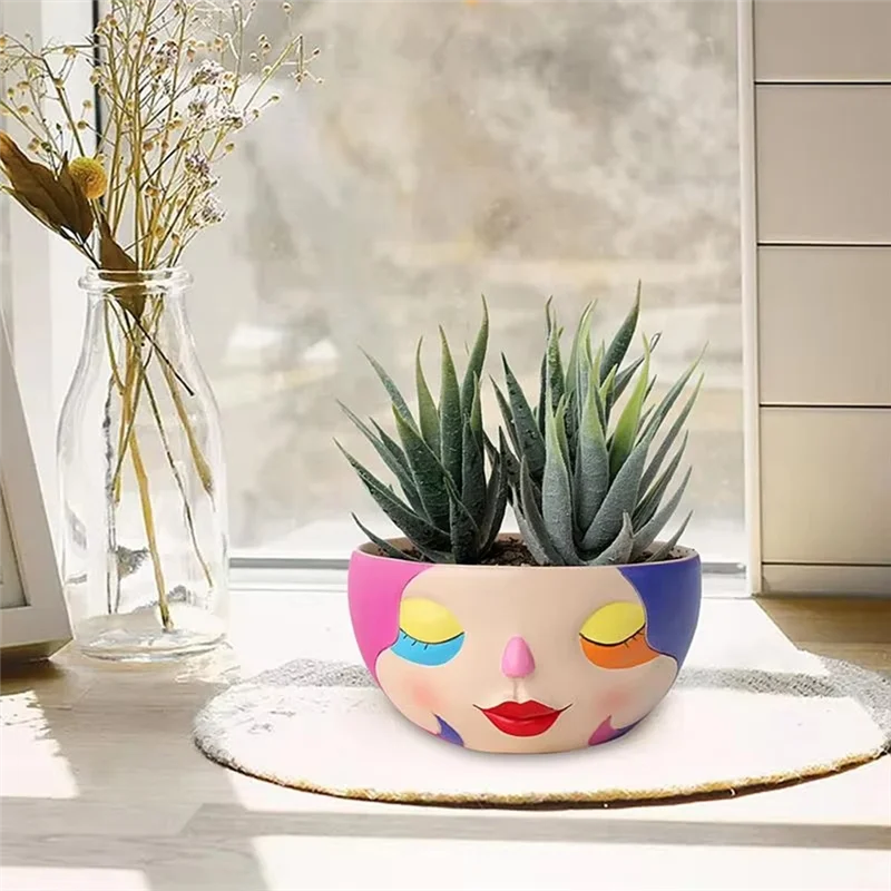 

ABJO-Succulentresin Flower Vase Pot Female Decorative Aesthetic Modern Desktop Planter