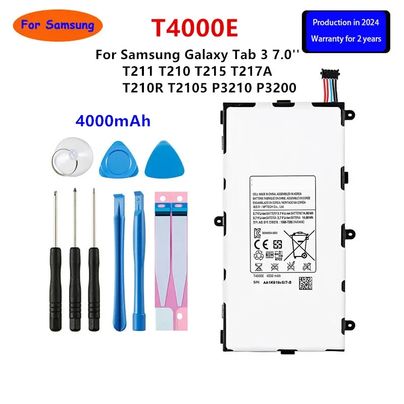 

Brand New Tablet T4000E Battery 4000mAh For Samsung Galaxy Tab 3 7.0'' T211 T210 T215 T217A T210R T2105 P3210 P3200 +Tools