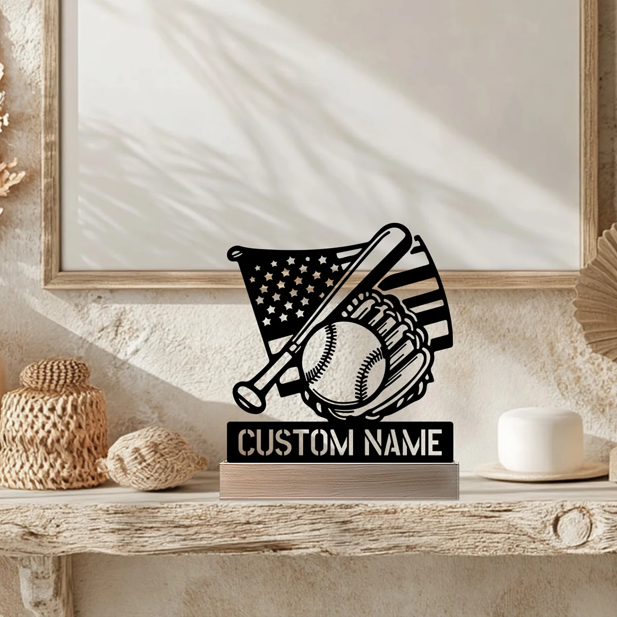 รูปปั้นโลหะนามสั่งทำแบบนามธรรม 1 ชิ้น พร้อมฐานไม้ ของตกแต่งเหล็ก งานประติมากรรมดีบุก งานฝีมือศิลปะ พร้อมฐานไม้ สำหรับตกแต่งบ้านบนโต๊ะ