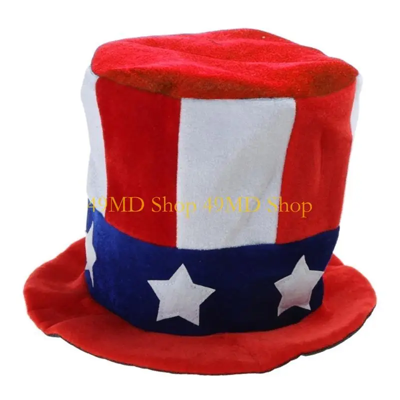 

49MD Independance Day Accessories Uncle-Sam Costume Hat Headband Stockings Necklaces Set for Women Celebration Party