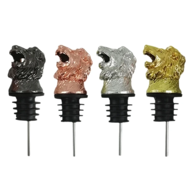 

Zinc Alloy Wine Pourer Animal Head Shaped Liquor Bottle Stopper Wine Aerator Pour Dispenser Decoration for Parties