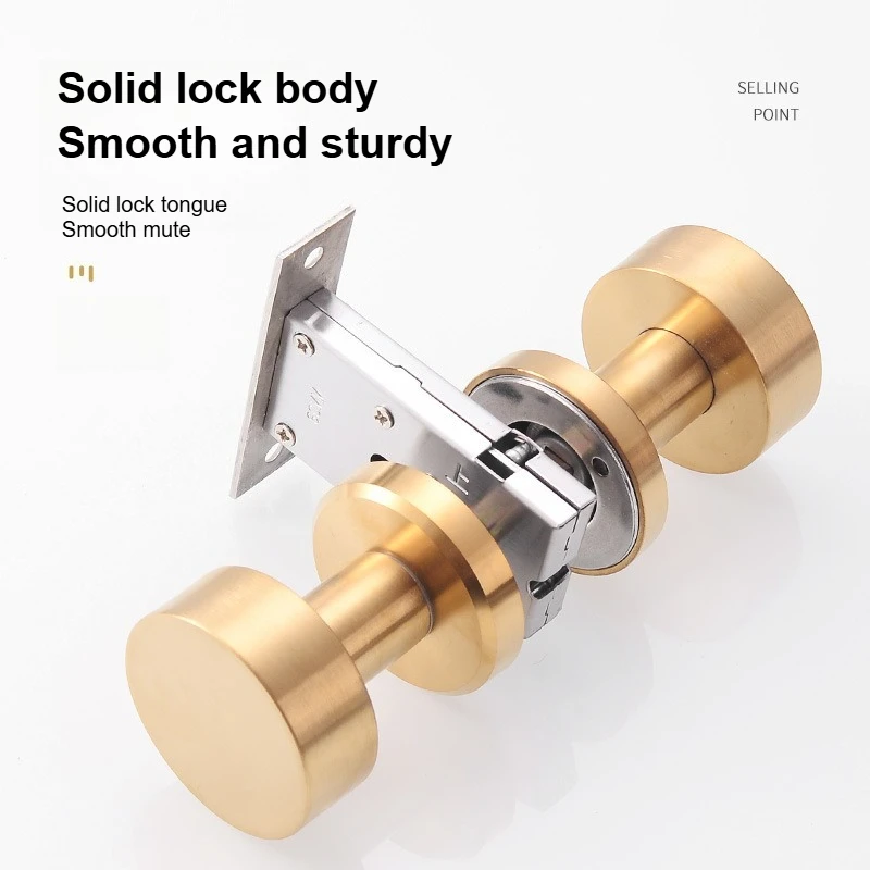 Stainless Steel Invisible Door Lock Bedroom Concealed Silent Lock Single Door Handle Door Lock Round Multiple Colors