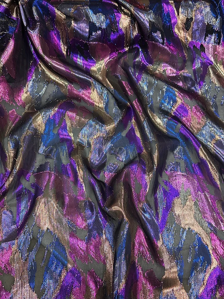 Exotic Purple Colored Glaze Glossy Colorful Color-Changing Short Tassel Bright Jacquard Fabric Designer