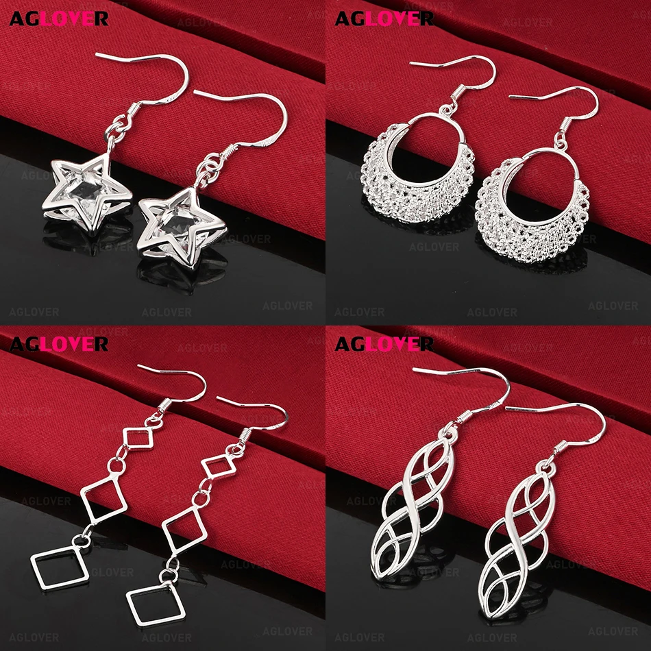 

AGLOVER 925 Sterling Silver Hollow Flower Necklace Tassel Earrings Elegant And Versatile Women'S Banquet Wedding Jewelry