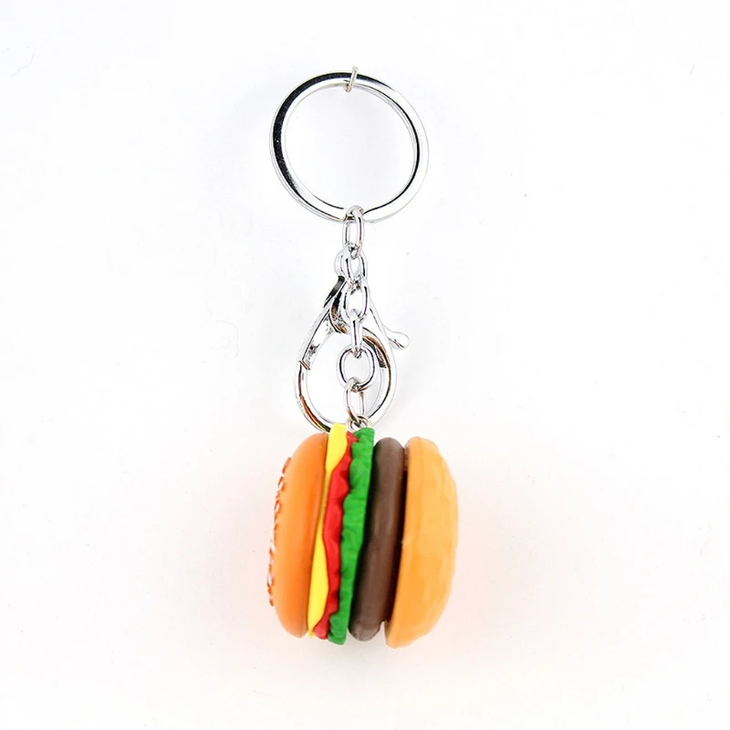 Exquisite Handmade Diy Simulated Hamburger for Key Ring Cute 3D Burger Keychain for Room Handbag Purse Cellphone Backpac