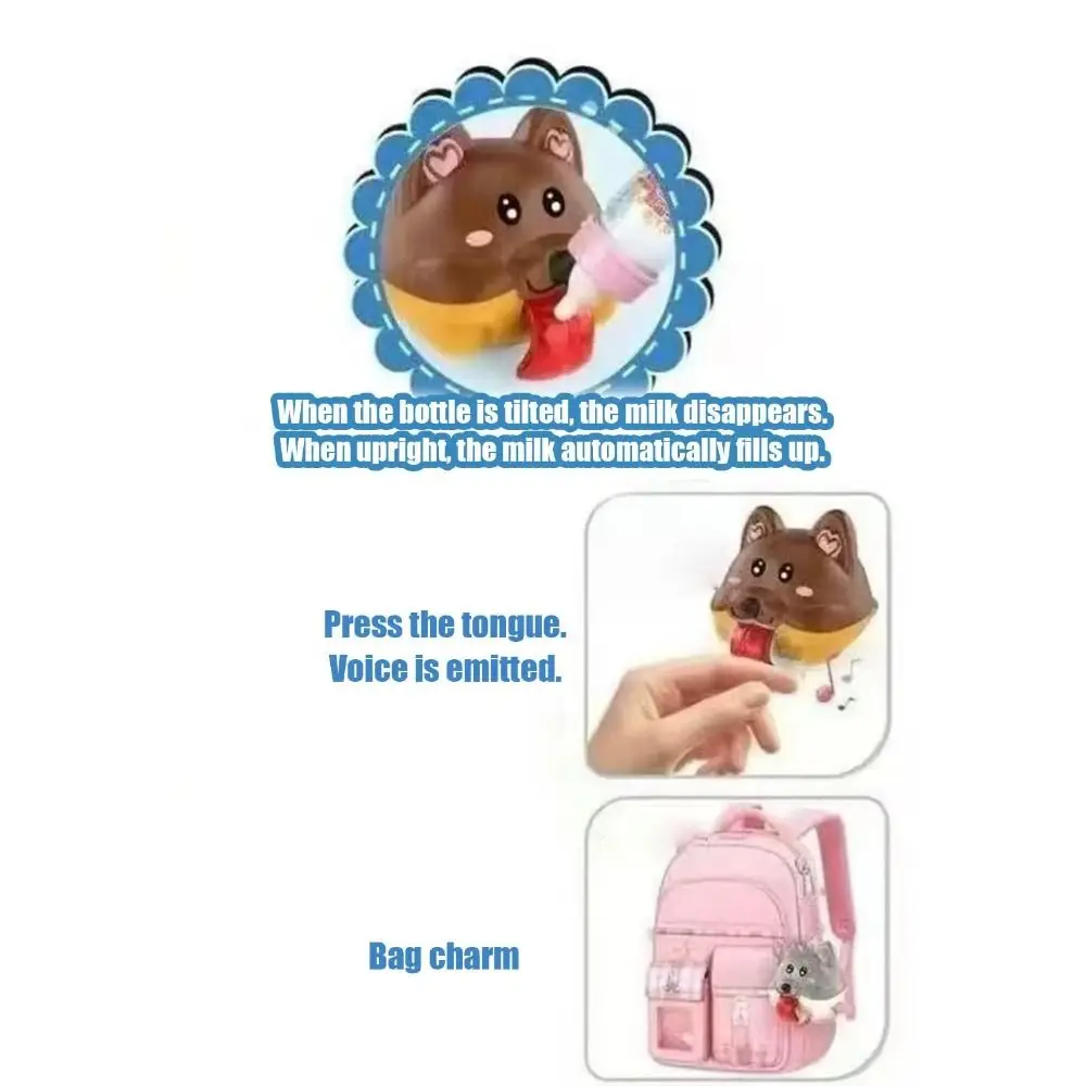 Simulação garrafas de leite e cão falando educação precoce fingir jogar meninas fingir jogar role play alimentação de alimentos