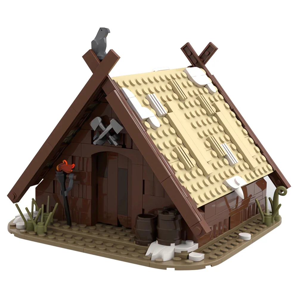 Medieval Viking Village Building Blocks Modelo Vikings Longship, brinquedo montado, tijolos de expansão, presente para crianças, MOC