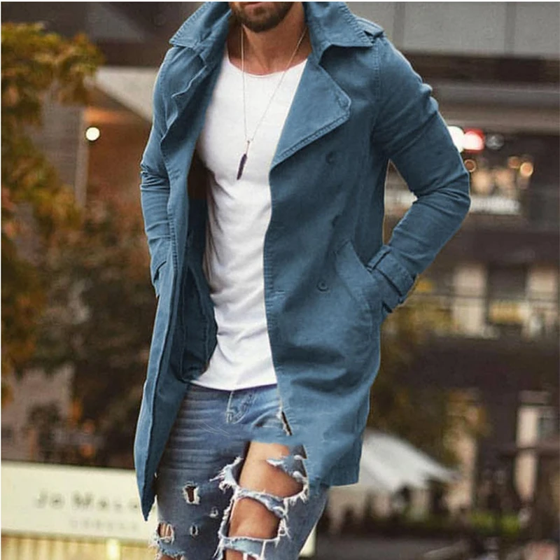 Men's Mid Length Slim Fit Large Windbreaker Jacket Casual Fashion Jackets For Men Streetwear Coat