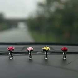 New Car Interior Decoration Mini Rose Sunflower Vase Auto Center Console Decoration Ornaments for Car Gifts Car Accessories