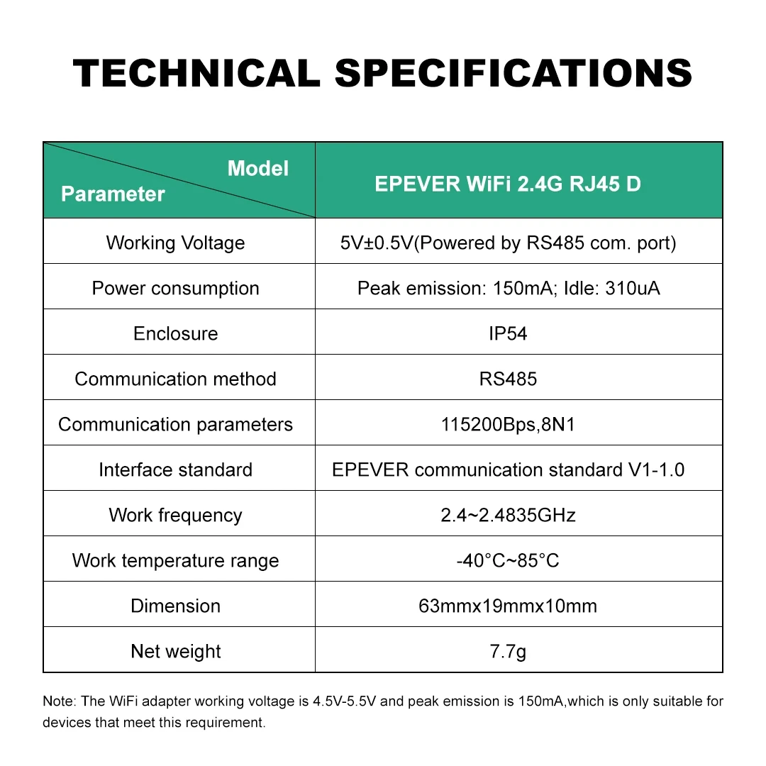 EPEVER WiFi 2,4G RJ45 D WIFI Box Serieller Adapter Für MPPT Tracer Solar Controller Kommunikation MPPT Solar Laderegler