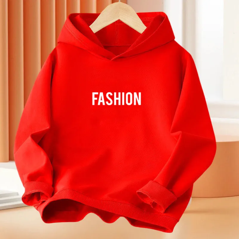 Kids Letter Printed Hoodies Boy/Girl Casual Fashion Hooded Top Long Sleeves Pullover Sweatshirts Oversized Unisex Clothing