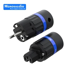 Monosaudio E104F104 Pure Copper Schuko Power Plug Copper/Gold/Rhodium plated EU Power Plug Type Hifi DIY Power Cable Connectors