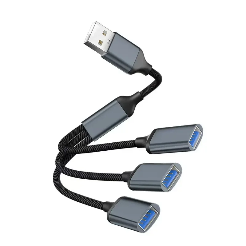 Adaptador Hub USB 3 em 1, Divisor USB Multi-Portas para Laptop, PC, Pen Drive, Mouse