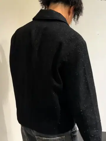 Men Shiny Thread Jacket Y2k Black Color Stand Collar Long Sleeve Short Coat 2026 New Spring Autumn Ladies High Streetwear