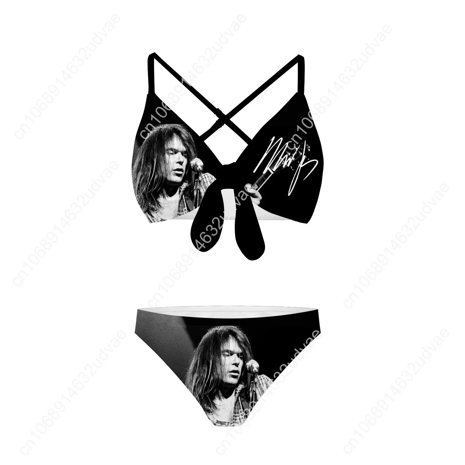Neil Young Bathing Suits Cross Strap Suspenders Swimsuits Womens Personalized Bikini Pool Party Swimwear Customized Beachwear