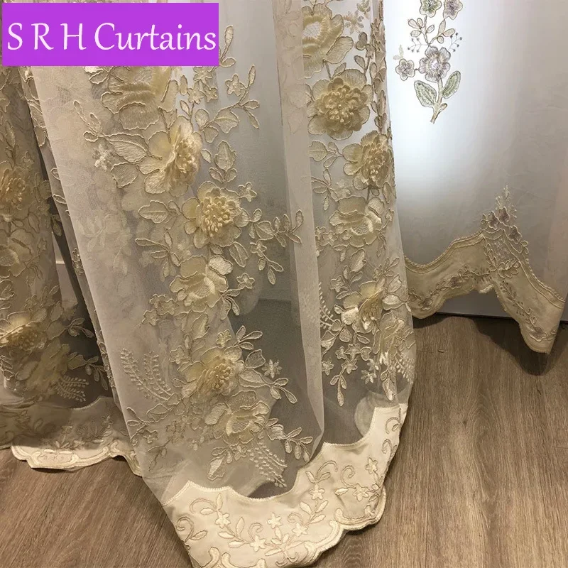 Imagem -03 - Rose Flor Embossed Bordados Cortinas Sheer Tulle Cortinas Sala de Estar Varanda Janela Cortinas Quarto Francês Roxo 3d