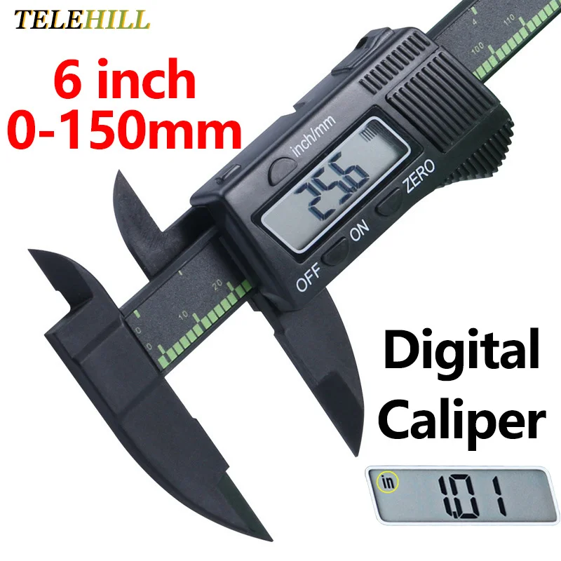 Precision Digital Caliper 150mm 6inch Large LCD Screen Plastic Electronic Vernier Caliper Carpentry Tool Thickness Gauge Ruler