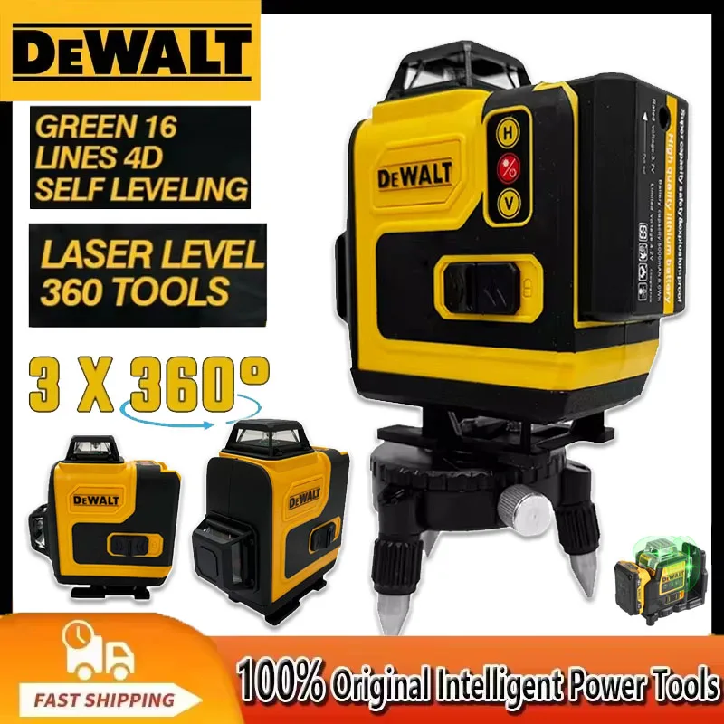 Dewalt Laser Level 360 Green 16 Lines 4D Self Leveling 360 Horizontal Vertical Super Powerful Beam Construction Tools Original
