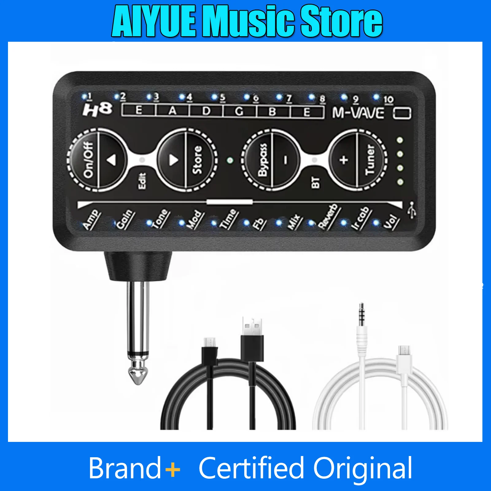 

M-VAVE H8 Amp Guitar Plug Effector Headphone Amplifier Speakers Combo Amplifier Mini Electric Guitar Sound Board Delay Pedal