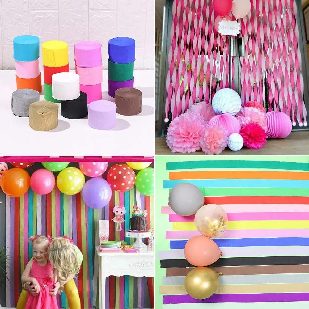 1 Roll Colored Party Supplies Rainbow DIY Paper Crepe Paper Streamers Wedding Decor Garland Photography Backdrops