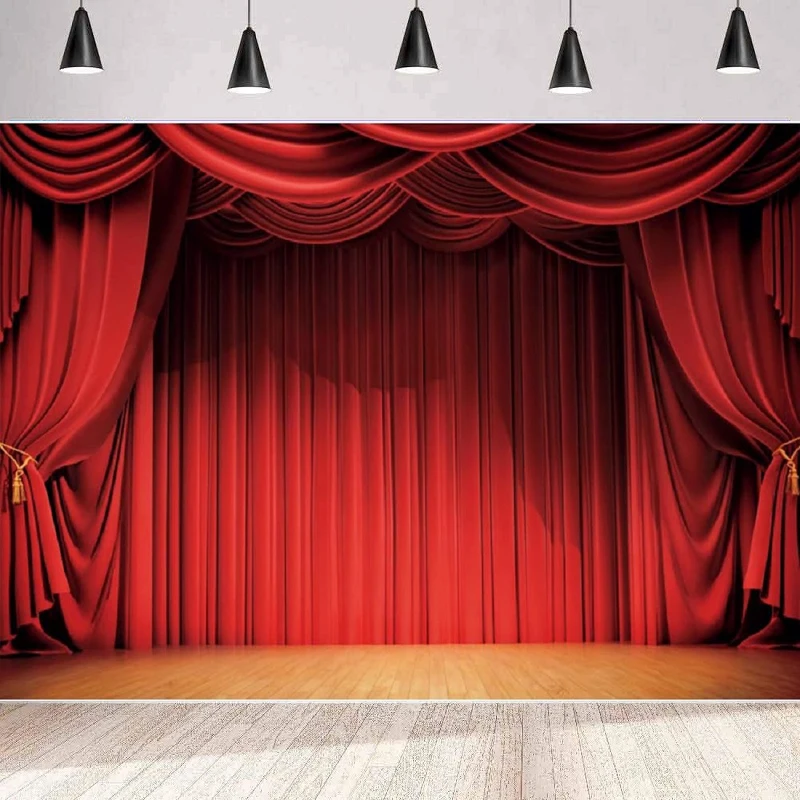 

Stage Photography Backdrop Red Drapes Curtains Panels Sway Window Music Theater Background Party Backdrop Wall Banner Poster