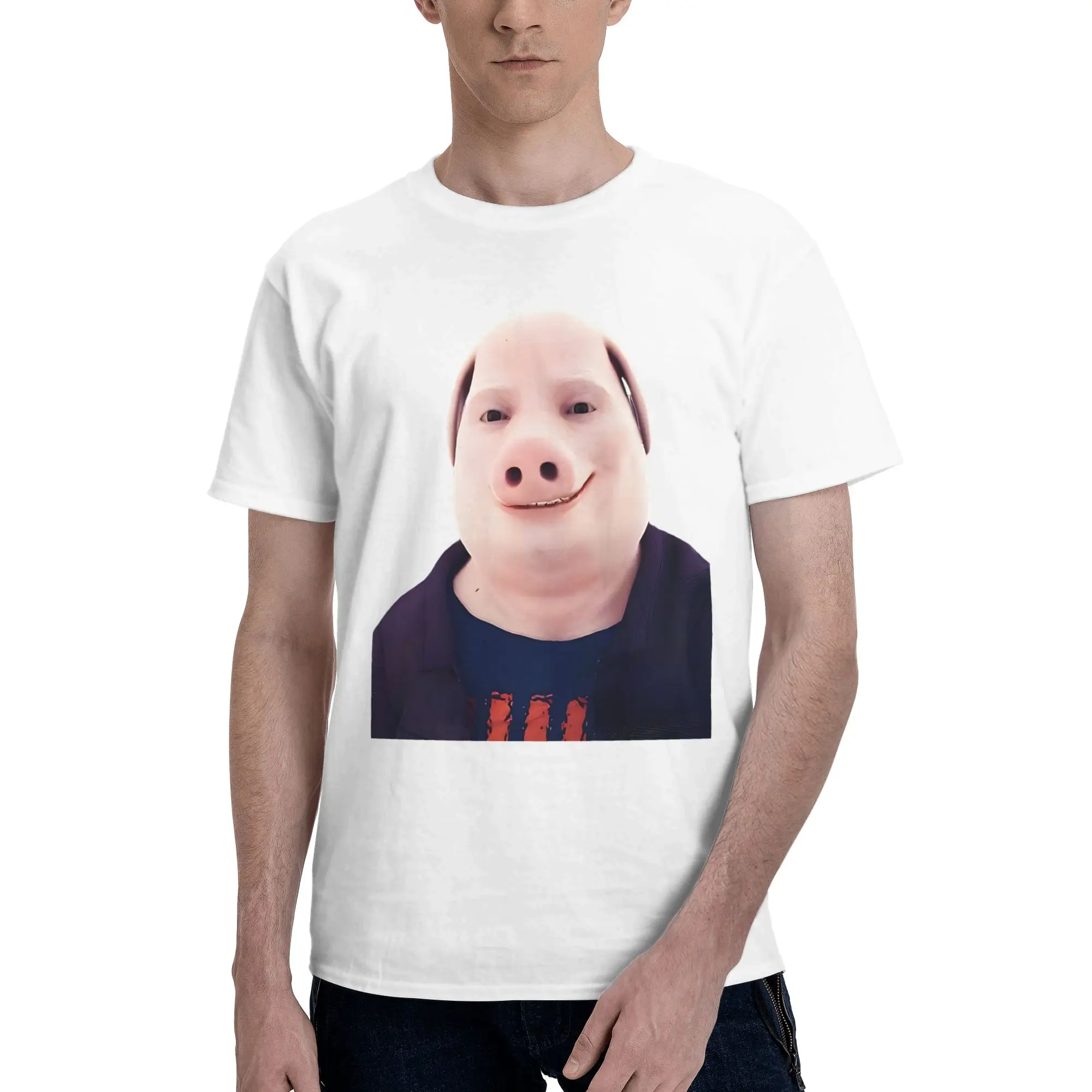 John Pork Smiling Funny Graphic 100% Cotton T-Shirt  Tees Tops For Men