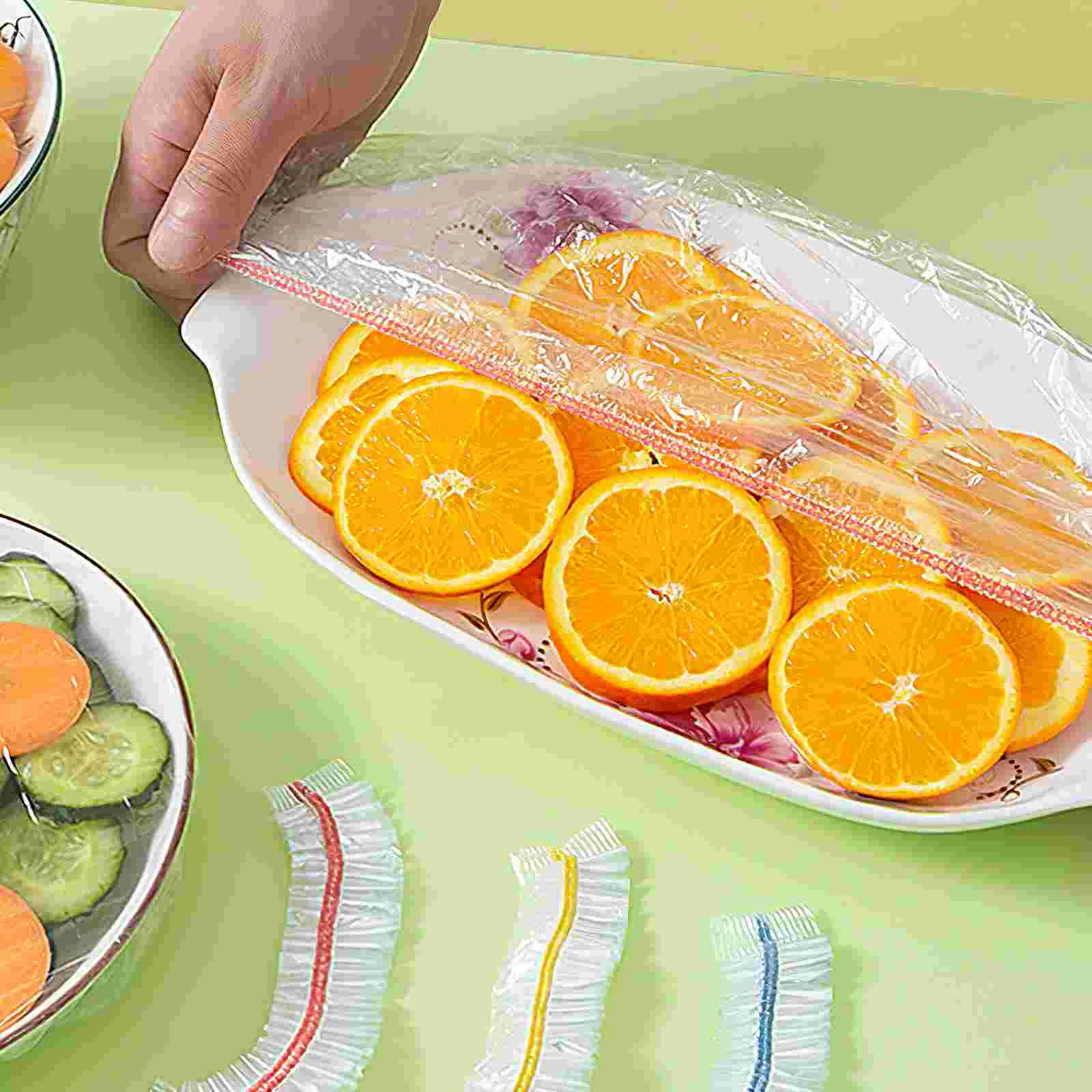 

200 Pcs Reusable PE Food Covers Elastic Stretch Bowl Wraps for Storage Refrigerator Plastic Kitchen Bar Supplies