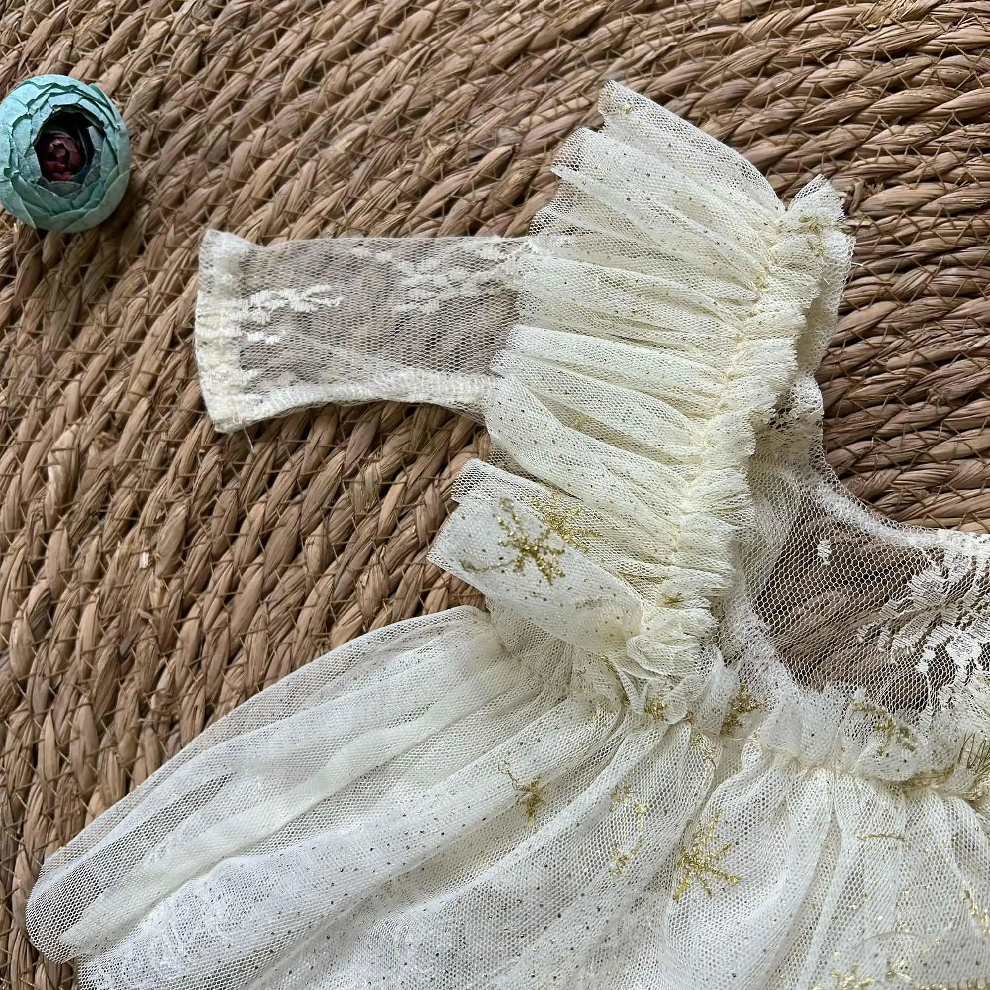 Vestido de princesa de tul Don & Judy para niña recién nacida para fotografía diadema bordada de encaje trajes casuales ropa