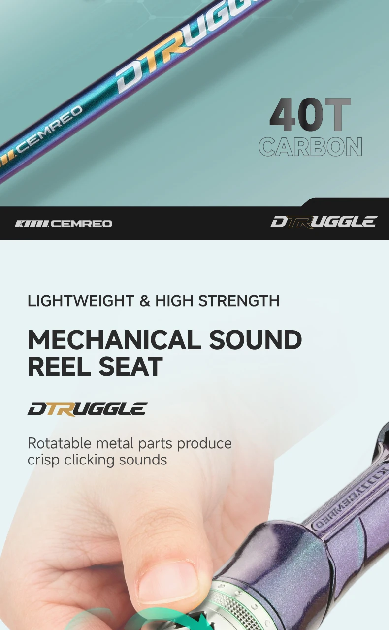CEMREO Weitwurf-Angelrute mit Schneller Aktion, Spinn-/Casting-Rute, Leichtgewichtige Rute 1,8m/1,98m/2,1m/2,4m zum Angeln Modell:DTRUGGLE – Detail 3