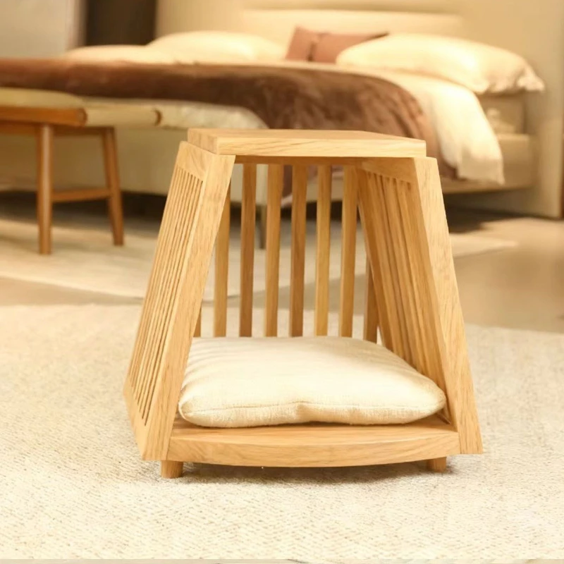 Nordic simplicity, cat kennel pet cabinet, solid wood bedside table, design sense, geometric shape