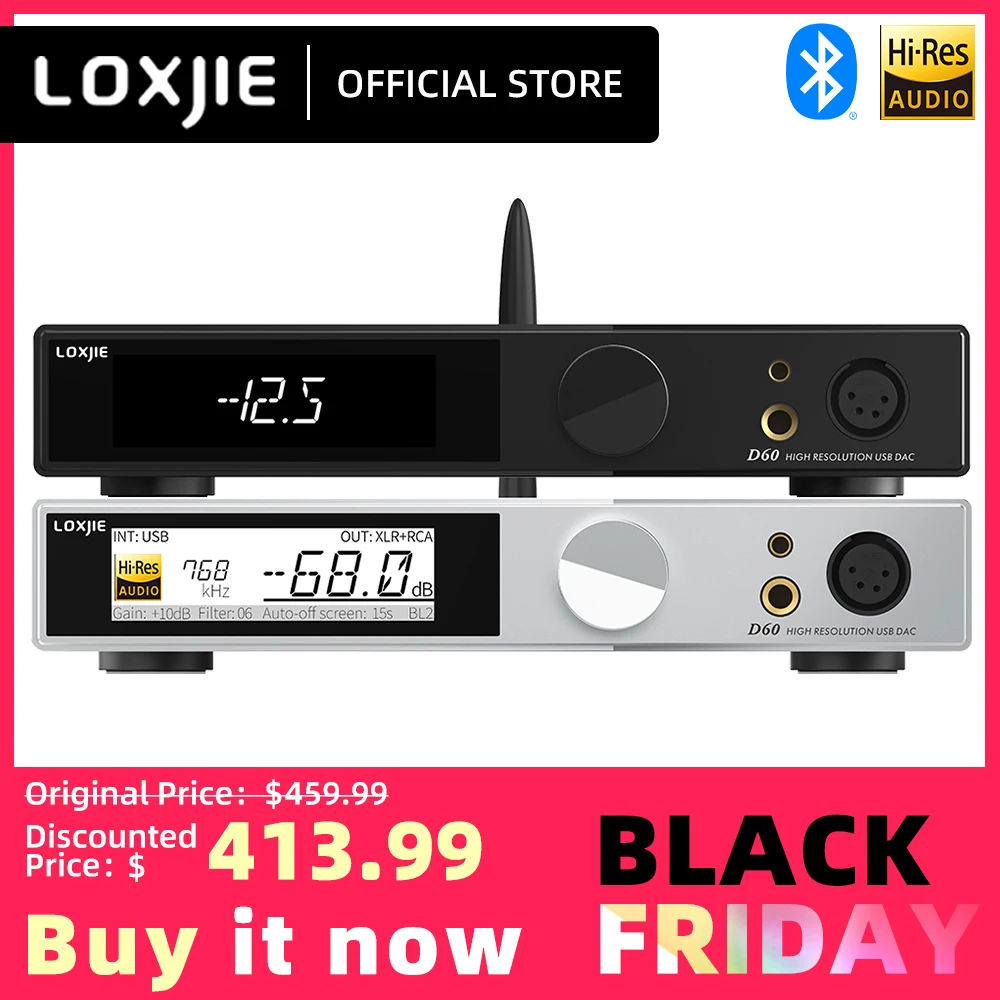 LOXJIE D60 Audio DAC & HP Amplifier ES9039MSPRO XU 316 DSD512 Bluetooth 5.1 LDAC AES EBU MQA-CD I2S 4.4mm 6.35mm Headphone