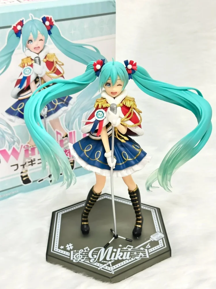 Genuíno taito hatsune miku anime estatueta vozes de chumbo kawaii winterlive natal miku boneca modelos colecionáveis como presente da menina de natal