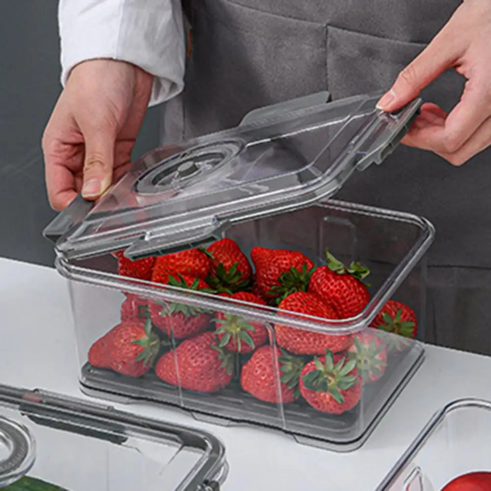 Simple Food Container Stackable Food Storage Holder Transparent Vacuum Refrigerator Fresh-keeping Box  Quick Drainage