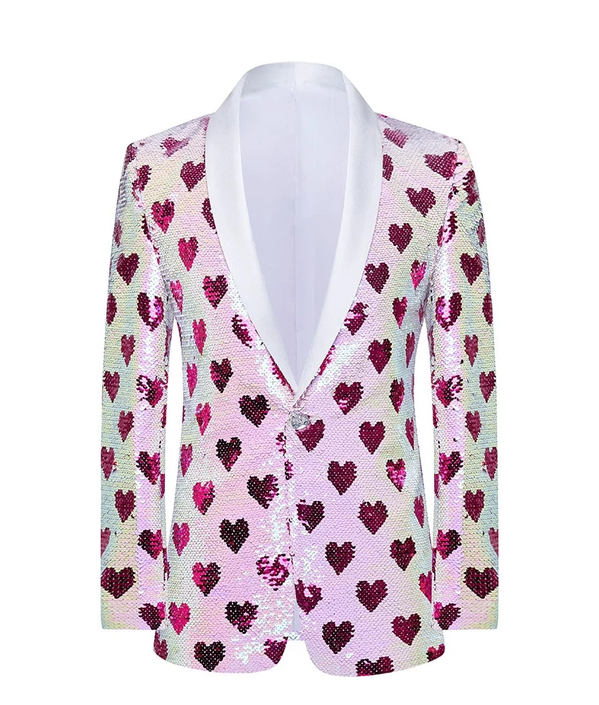 

Delicate Men's Sequin Blazer, Single Breasted Tuxedo Jacket for Groom, Best Man, Wedding Guest, Prom and Evening Party.