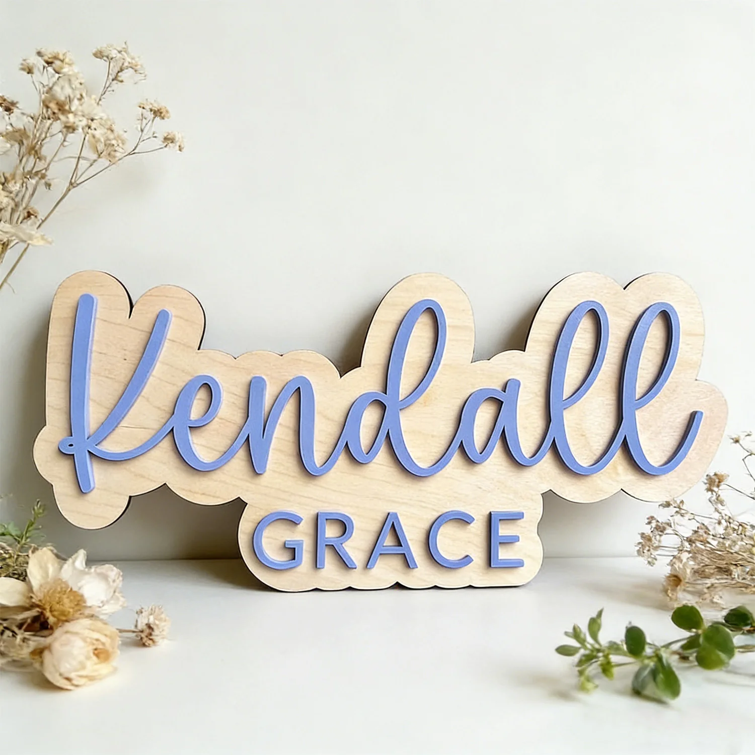 1pc Wooden Double-layer Letter Door Sign, Personalized Children's Room Decoration, Baby Name Identification