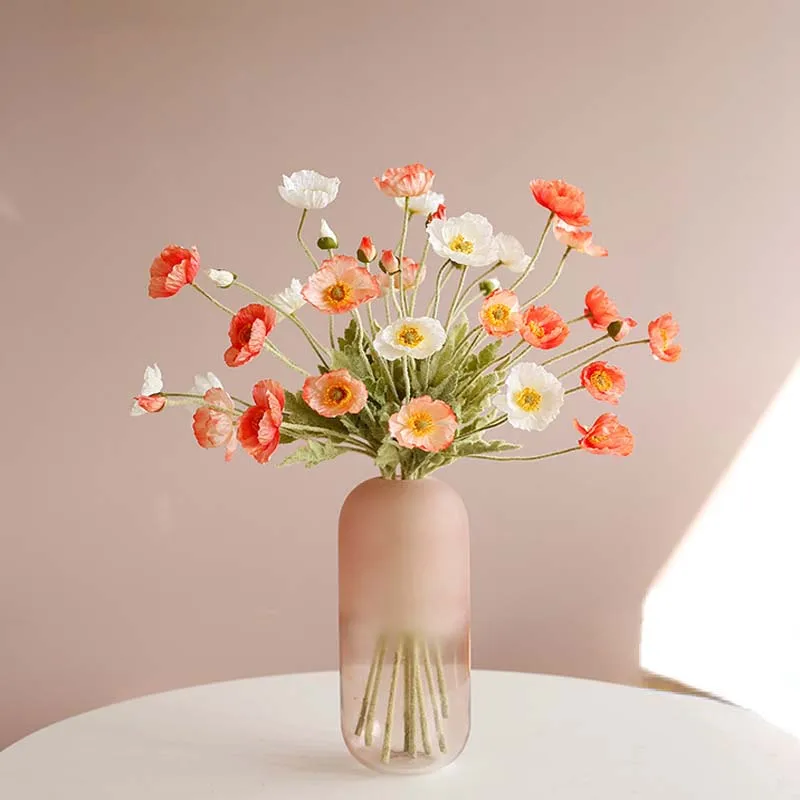 

Simulation Flower Poppy Silk Flower Flocking Photography Props Home Decoration Props
