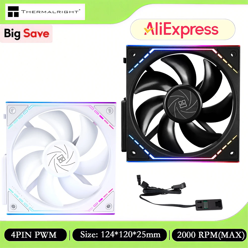 

Thermalright TL-M12Q 1/3/5 PCS Корпусный вентилятор для ПК, ARGB 120 мм, 2000 об/мин, 68,9 куб. футов в минуту, бесшумный, с зеркалами Infinity с обеих сторон