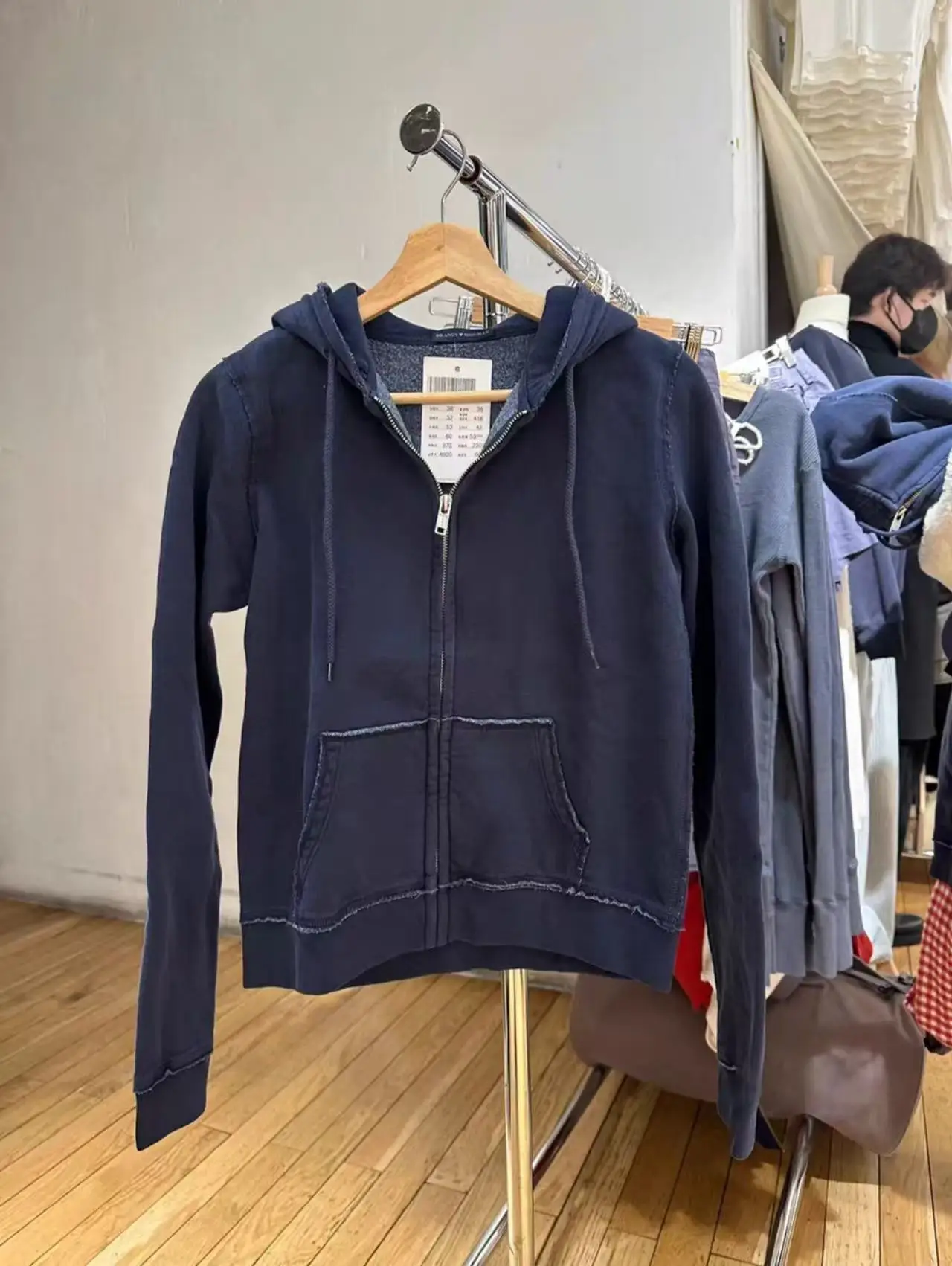 Vintage ourlet brut poche marine sweats hauts femmes nouveau coton décontracté cordon pull zippé manteau Preppy Style recadrée à capuche